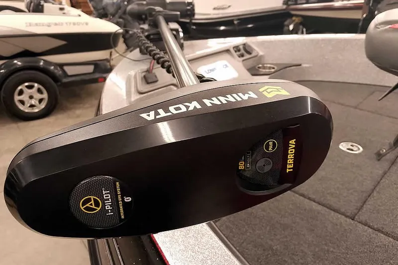 Slide: The Image of Minn Kota Terrova motor on 2024 Ranger 1850MS Reata boat, featuring i-Pilot technology. - 7