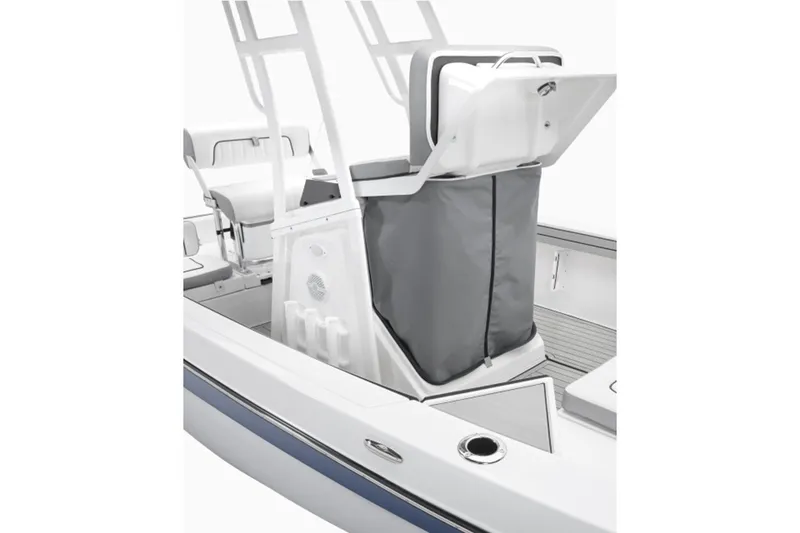 Slide: The Image of Yamaha 195 FSH Sport 2026 boat with storage and seating area. - 3
