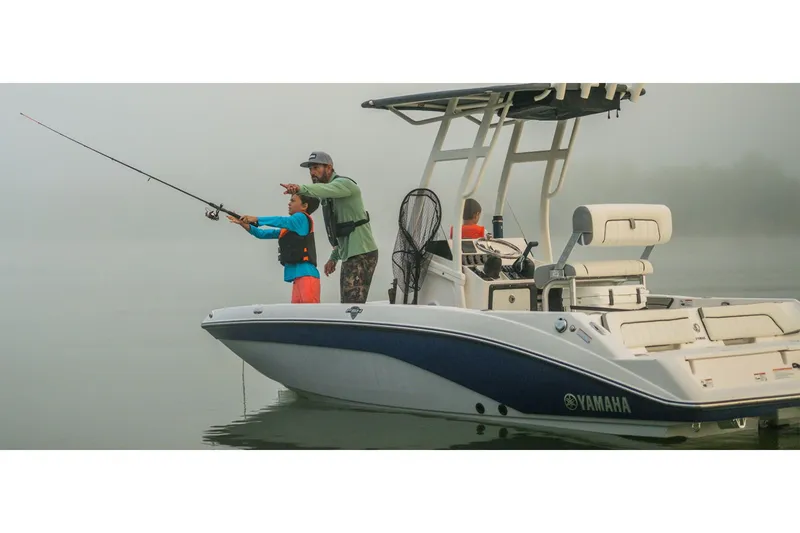 Slide: The Image of Yamaha 195 FSH Sport 2026 fishing on calm waters. - 8