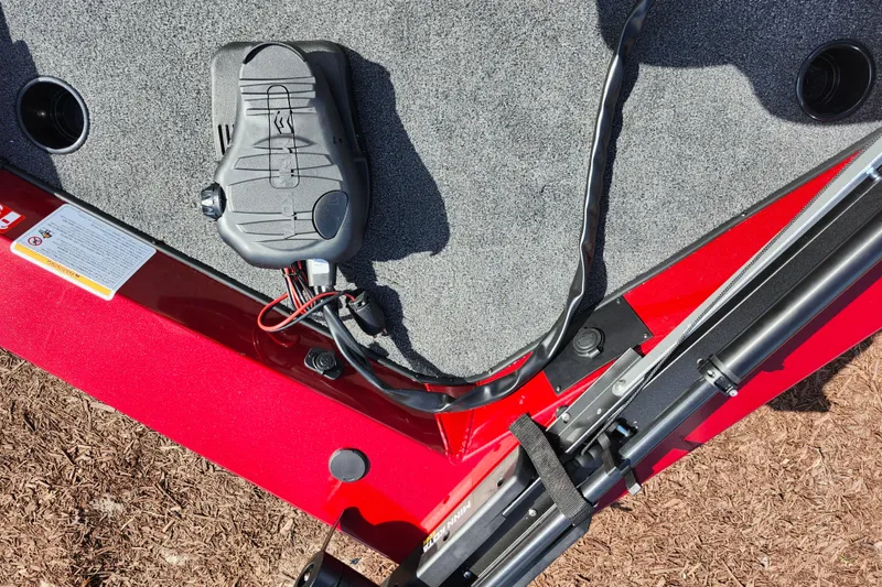 Slide: The Image of Red Lowe Skorpion 17 boat deck with trolling motor, 2026 model. - 23