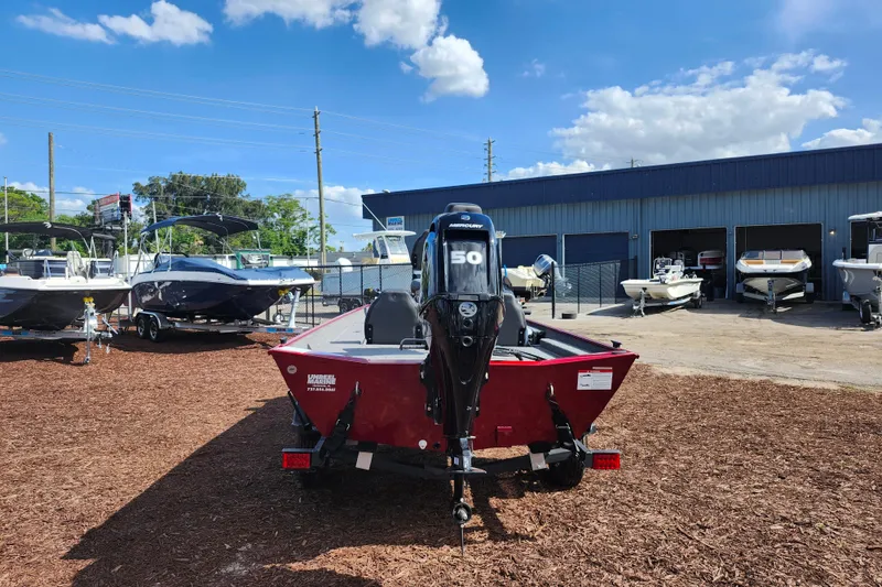 Slide: The Image of 2026 Lowe Skorpion 17 boat with Mercury 50 engine at dealership. - 7