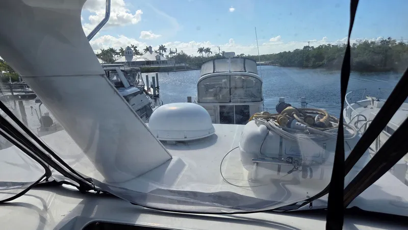 Slide: The Image of View from Silverton 453 yacht deck overlooking harbor, 2001 model. - 26