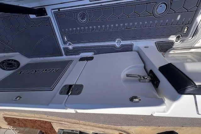 Slide: The Image of 2020 Blackfin 332 CC boat deck with sleek design and modern fittings. - 16