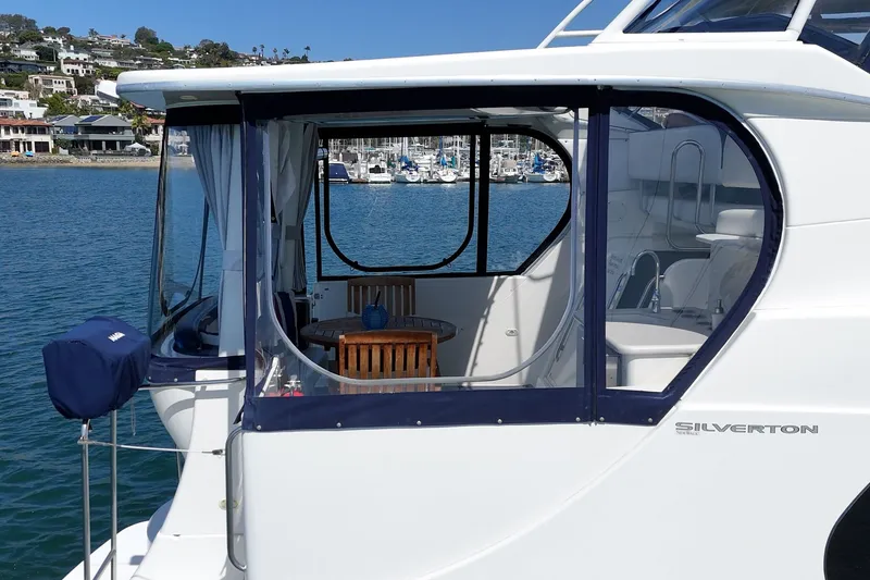 Slide: The Image of 2004 Silverton 39 MY Diesel yacht docked at harbor. - 10