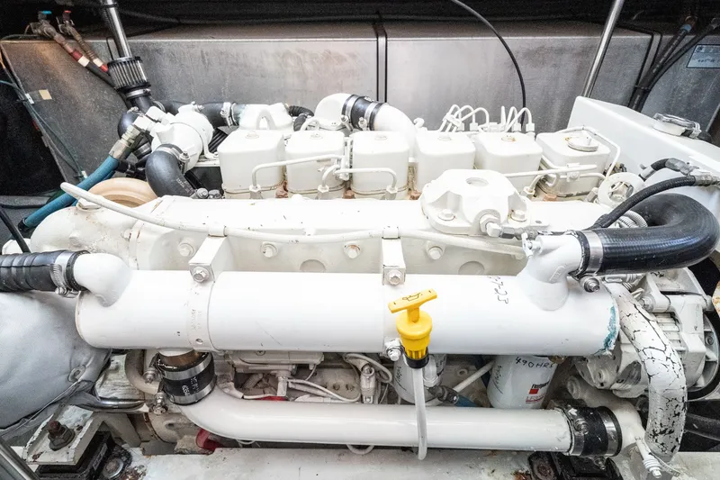 Slide: The Image of Engine room of a 2004 Silverton 39 MY Diesel boat. - 49