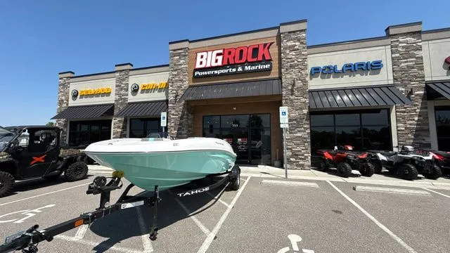 Slide: The Image of Tahoe T16 boat outside Big Rock Powersports & Marine store. - 3