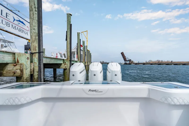 Slide: The Image of Front Runner 39 Center Console boat at dock, 2026 model. - 34