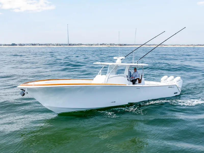 Slide: The Image of 2026 Front Runner 39 Center Console on open water. - 6