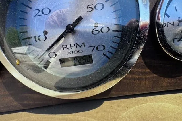 Slide: The Image of Close-up of a 2015 Bennington 2275 GS RPM gauge showing 2590 RPM. - 6