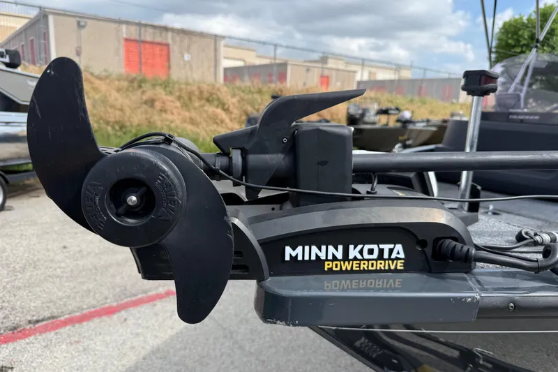 Slide: The Image of Minn Kota PowerDrive motor on 2021 Tracker Pro Guide V-16 SC boat. - 23