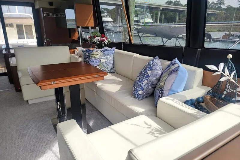 Slide: The Image of Luxurious bathroom in 2014 Prestige 550 yacht with modern fixtures and sleek design. - 19