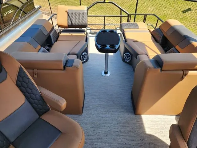 Slide: The Image of Luxurious interior of 2026 Sylvan L-3 LZ DH pontoon boat. - 10