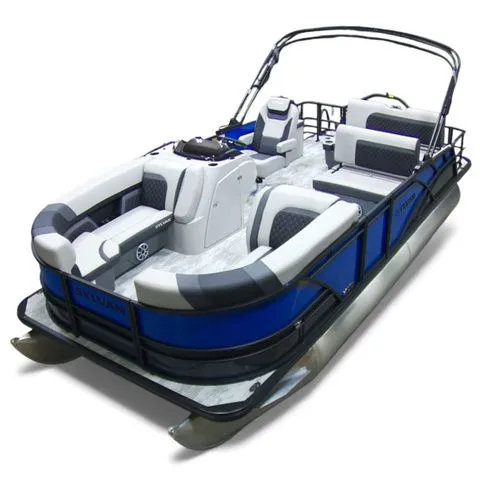 The Image of 2026 Sylvan L1 DLZ pontoon boat with blue design. - 1