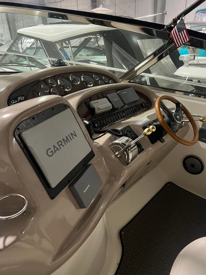 Slide: The Image of Cockpit of 2001 Sea Ray 380 Sundancer with Garmin navigation. - 9
