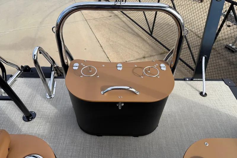 Slide: The Image of 2026 Avalon Catalina Entertainer Funship deck with sleek railing and control panel. - 44