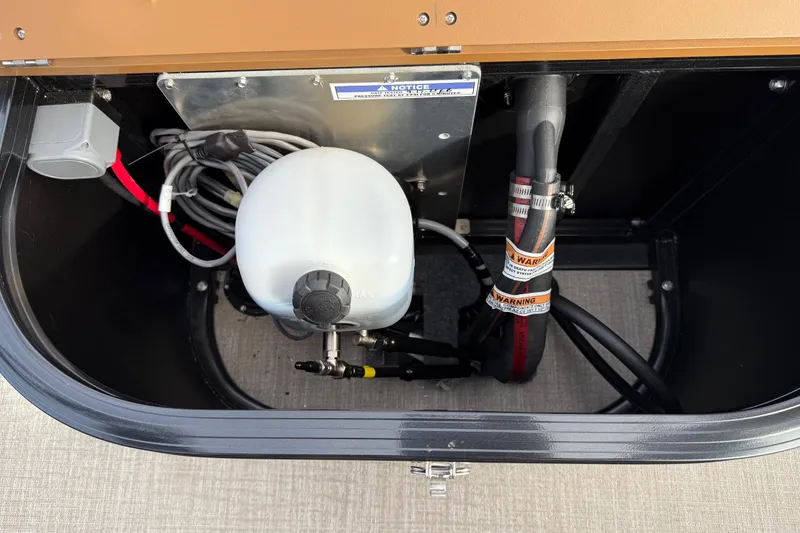 Slide: The Image of 2026 Avalon Catalina Entertainer Funship engine compartment with wiring and components. - 45