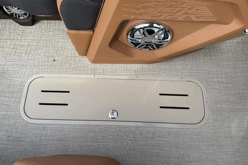 Slide: The Image of 2026 Avalon Catalina Entertainer Funship interior with speaker and storage compartment. - 54