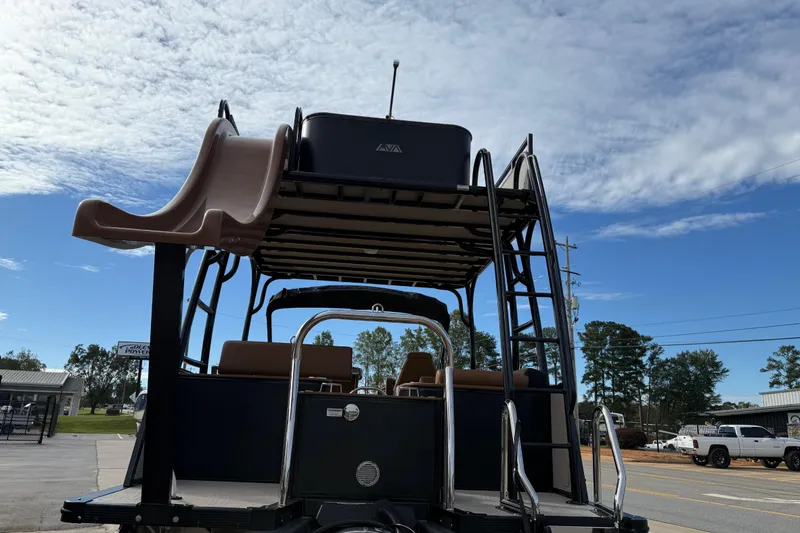Slide: The Image of 2026 Avalon Catalina Entertainer Funship with slide and ladder under a clear sky. - 8