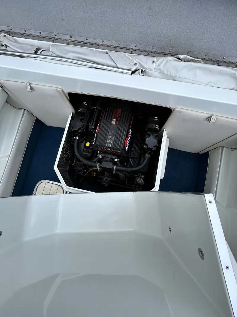 Slide: The Image of Engine compartment of a 1993 Mariah MX20 C boat with MerCruiser engine. - 30