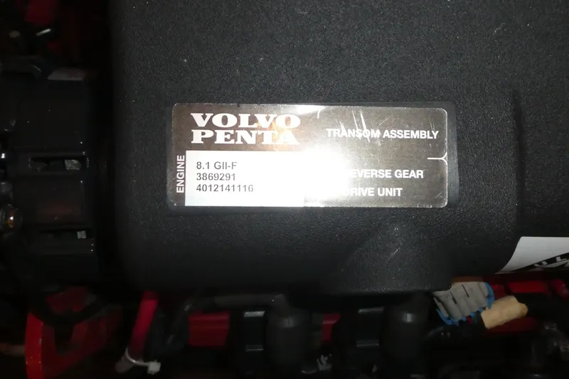 Slide: The Image of Volvo Penta engine label on 2006 Carver 366 Motor Yacht, model 8.1 GII-F. - 43