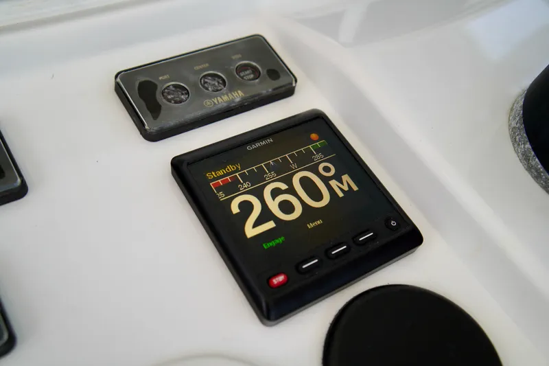 Slide: The Image of Garmin navigation display on 2019 Invincible 36 Open Fisherman boat dashboard. - 38