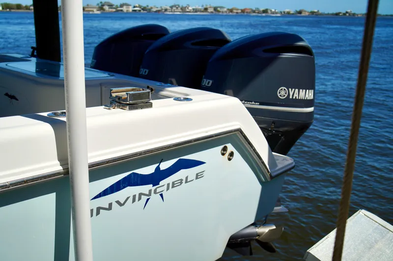 Slide: The Image of 2019 Invincible 36 Open Fisherman boat with Yamaha engines on a sunny day. - 68
