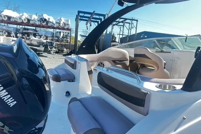 Slide: The Image of 2018 Godfrey Hurricane SD2486 boat interior with Yamaha engine, featuring comfortable seating and modern design. - 3