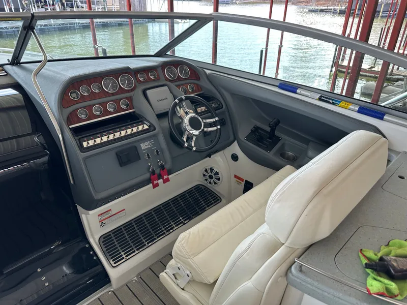 Slide: The Image of Interior view of a 2008 Cobalt 323 boat cockpit. - 26