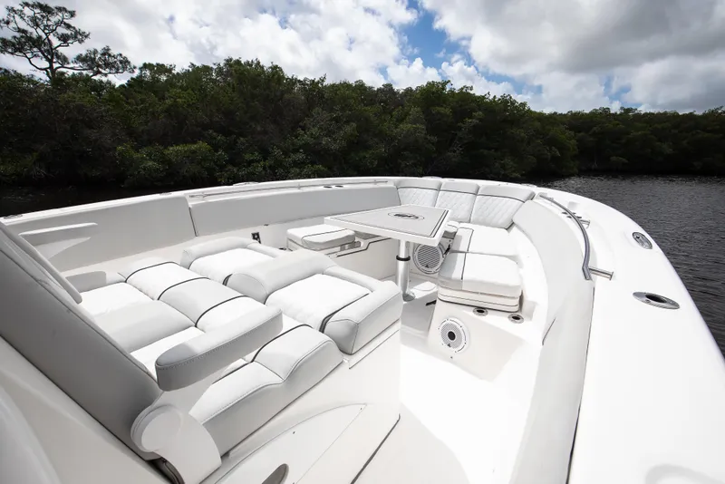 Slide: The Image of Luxurious forward seating area on 2021 Sea Fox 368 Commander - 11