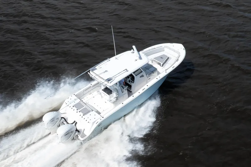 Slide: The Image of 2021 Sea Fox 368 Commander cruising, aerial view. - 22