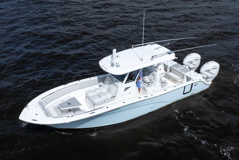 Slide: The Image of 2021 Sea Fox 368 Commander, forward port aerial view - 26