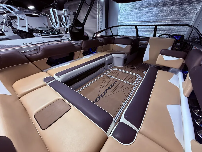 Slide: The Image of Interior of a 2019 Moomba Makai boat with luxurious seating. - 17