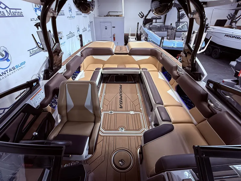 Slide: The Image of Interior of a 2019 Moomba Makai boat with luxurious seating. - 26