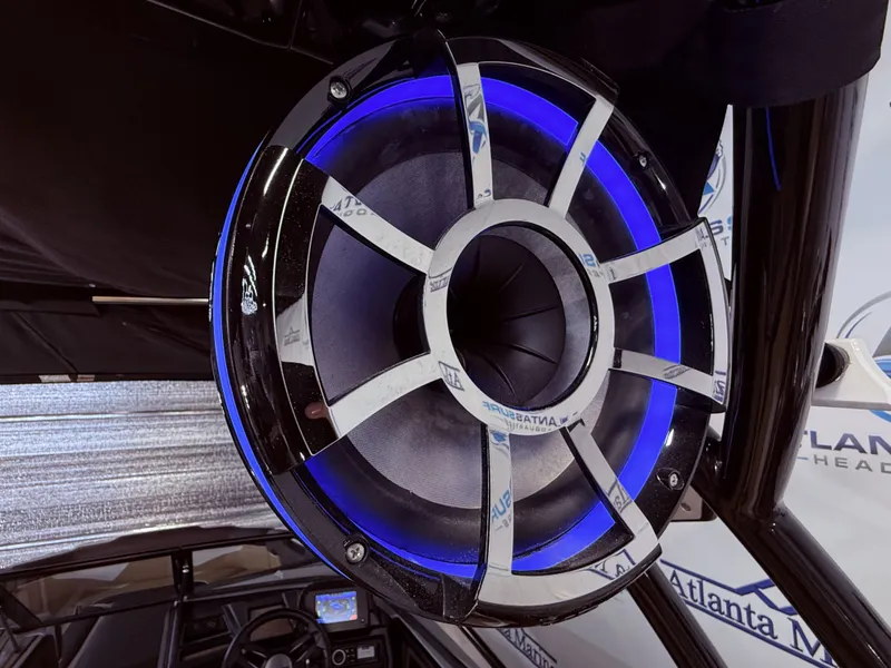 Slide: The Image of Close-up of a speaker in the 2019 Moomba Makai boat. - 29