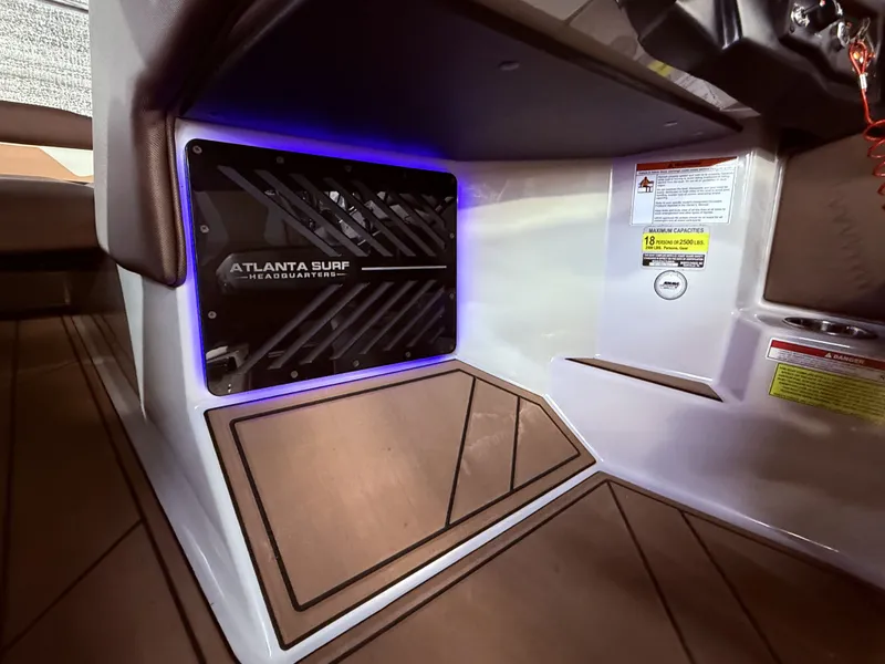 Slide: The Image of Interior of a 2019 Moomba Makai boat with LED lighting. - 30