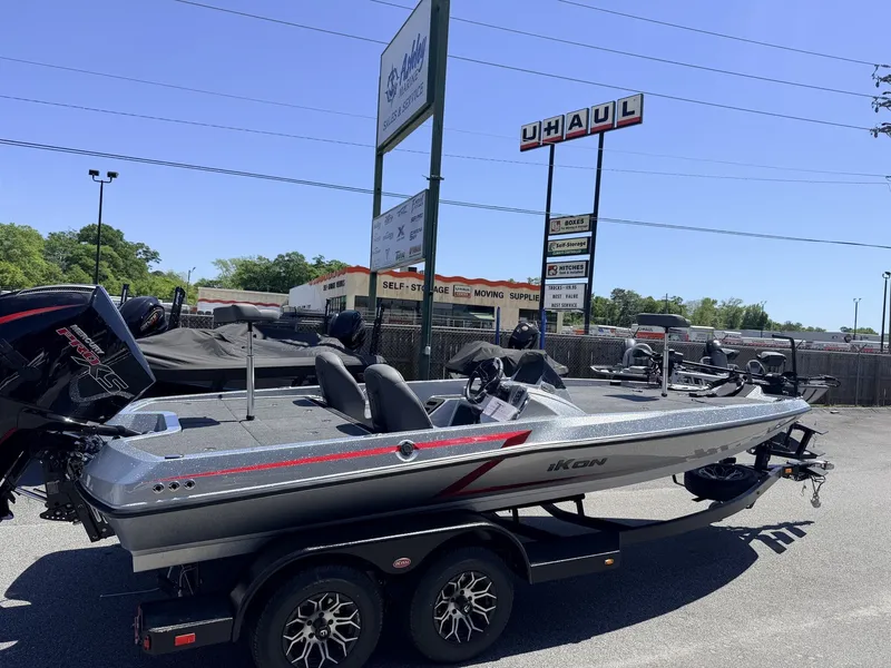 Slide: The Image of iKon Victory Series VLX20 boat, 2026 model, on trailer at U-Haul location. - 18