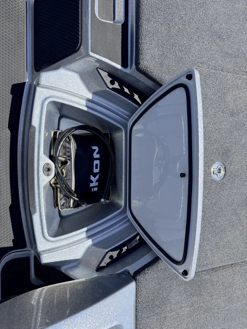 Slide: The Image of iKon Victory Series VLX20 boat storage compartment with cable, 2026 model. - 8