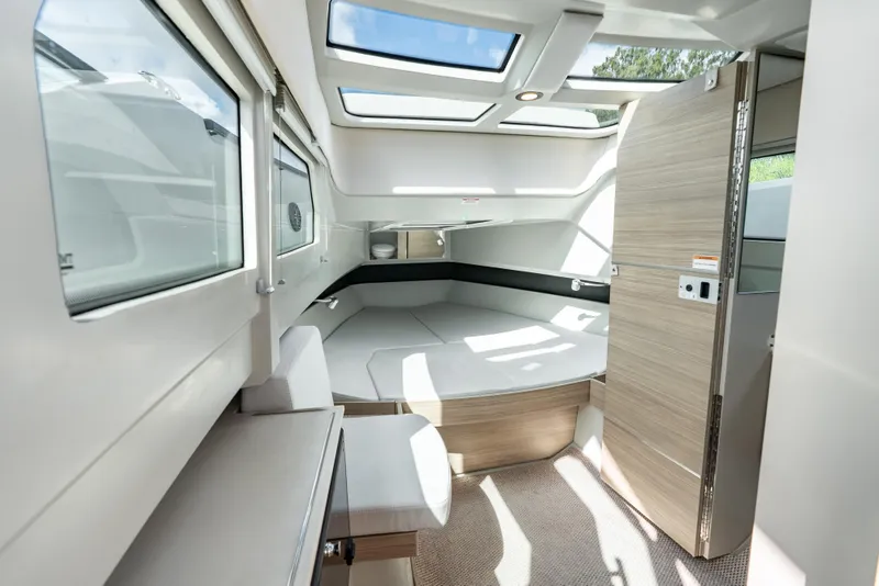 Slide: The Image of Luxurious interior of 2024 Saxdor 320 GTO boat with skylights and modern design. - 40