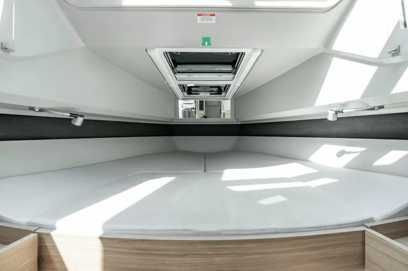 Slide: The Image of Interior cabin of 2024 Saxdor 320 GTO, featuring sleek design and ample natural light. - 41