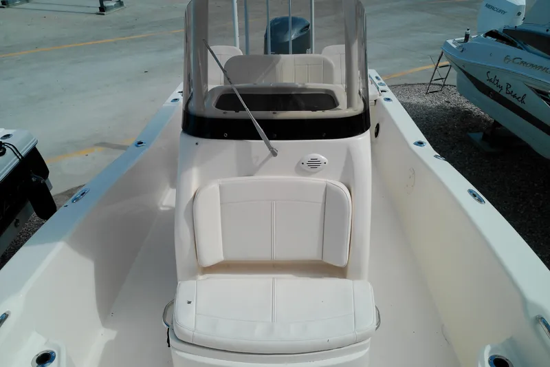 Slide: The Image of 2015 Grady-White 251 Coastal Explorer boat with white seating and console. - 40