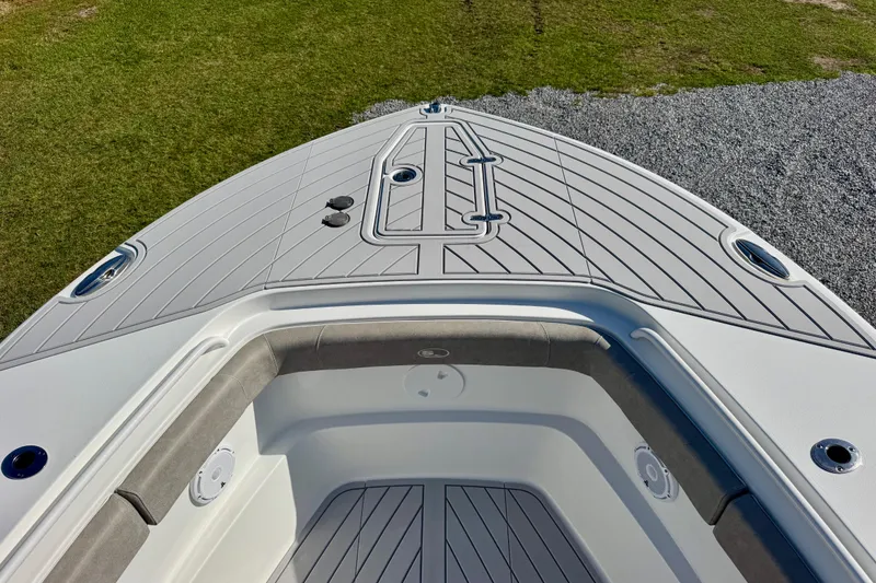 Slide: The Image of 2024 Sea Hunt Gamefish 28 Coffin Box boat deck, featuring sleek design and spacious layout. - 8
