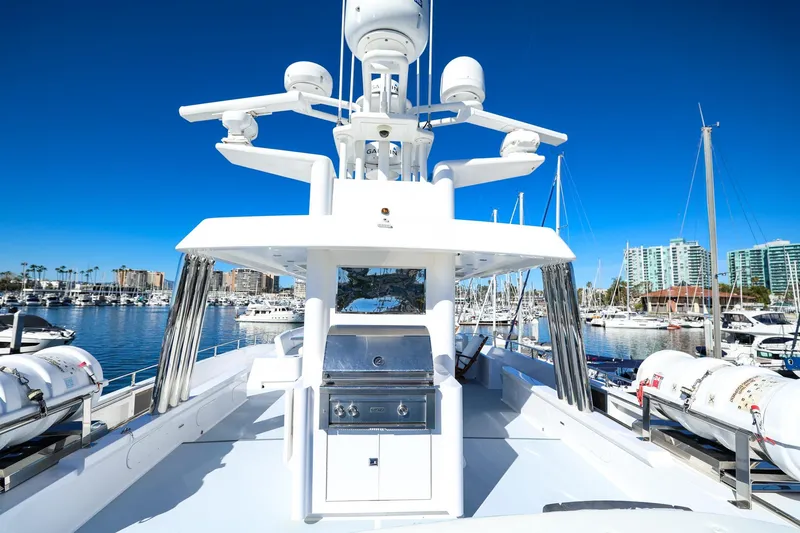 Slide: The Image of Luxurious 1996 Monte Fino Eurostyle yacht docked in a sunny marina. - 2