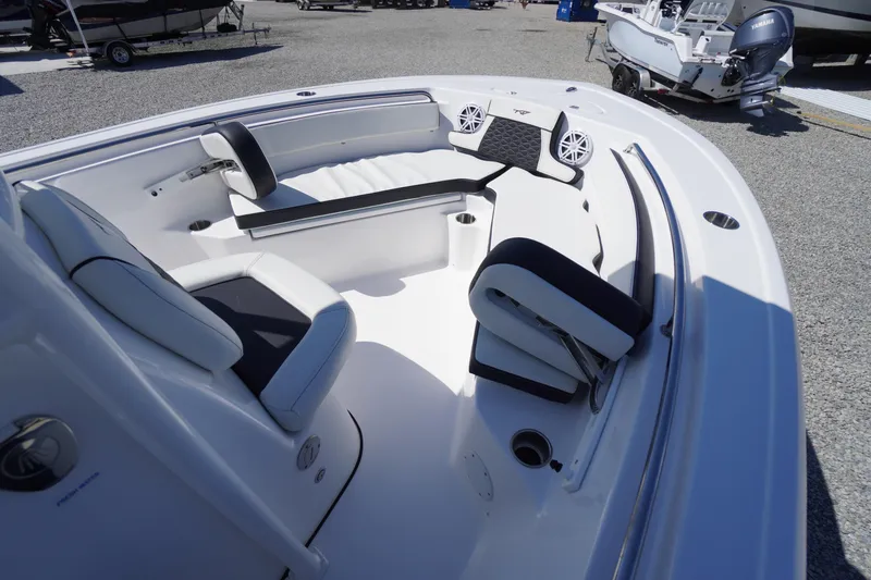 Slide: The Image of 2025 Tidewater 210 LXF boat interior with sleek seating and modern design. - 5