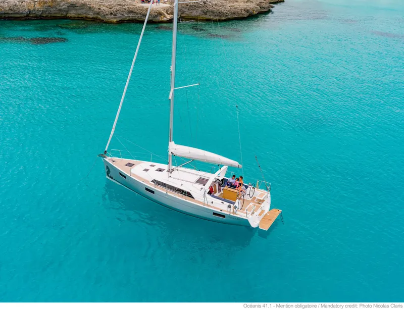 Slide: The Image of Beneteau Oceanis 41.1 sailboat on turquoise water, 2017 model. - 13