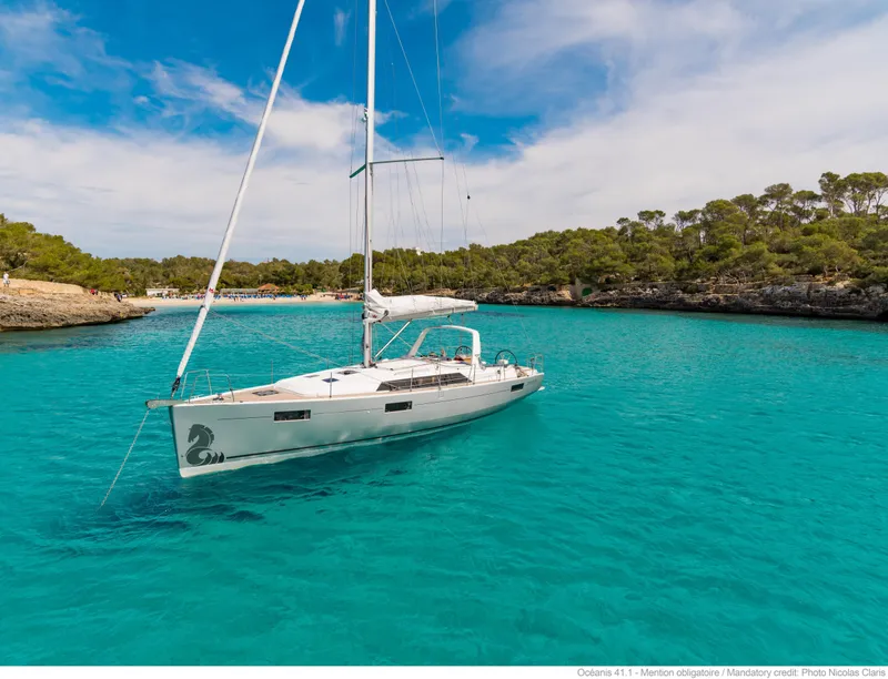 Slide: The Image of Beneteau Oceanis 41.1 sailboat in turquoise waters, 2017 model. - 16