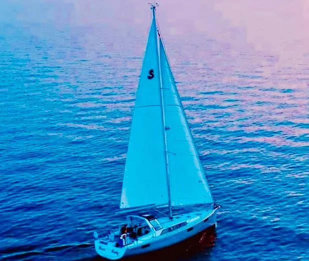 Slide: The Image of 2017 Beneteau Oceanis 41.1 sailboat on calm sea. - 2