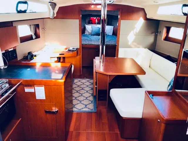 Slide: The Image of Interior of 2017 Beneteau Oceanis 41.1 yacht with modern amenities. - 7