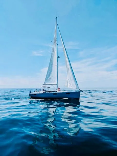 Slide: The Image of 2017 Beneteau Oceanis 41.1 sailboat on calm sea. - 8