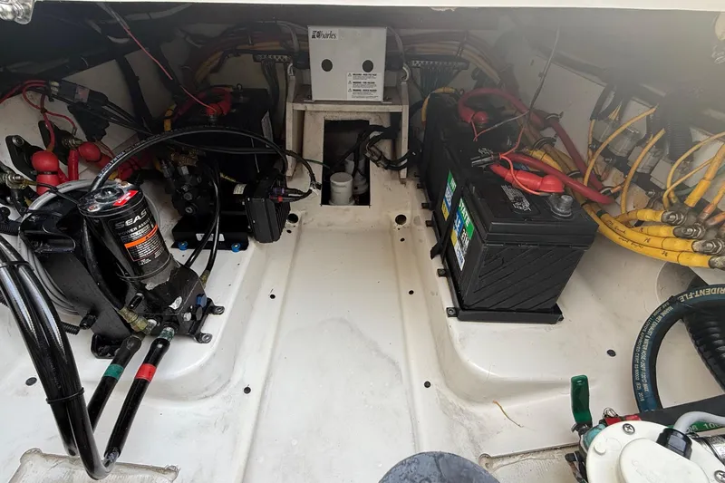 Slide: The Image of Engine compartment of a 2016 Pursuit S 280 Sport boat. - 45