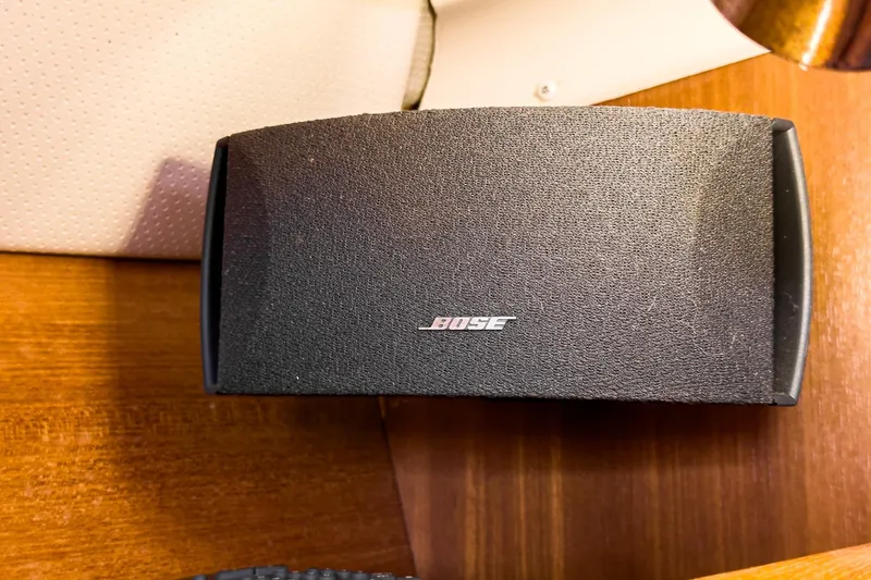 Slide: The Image of Bose speaker mounted on wooden interior of 2007 Hunter 38 yacht. - 41